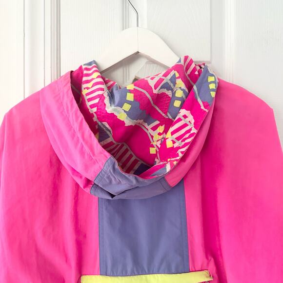 Nike Vintage 90s Hot Pink Purple Stripe Packable Fannypack Windbreaker Jacket L - Picture 10 of 13